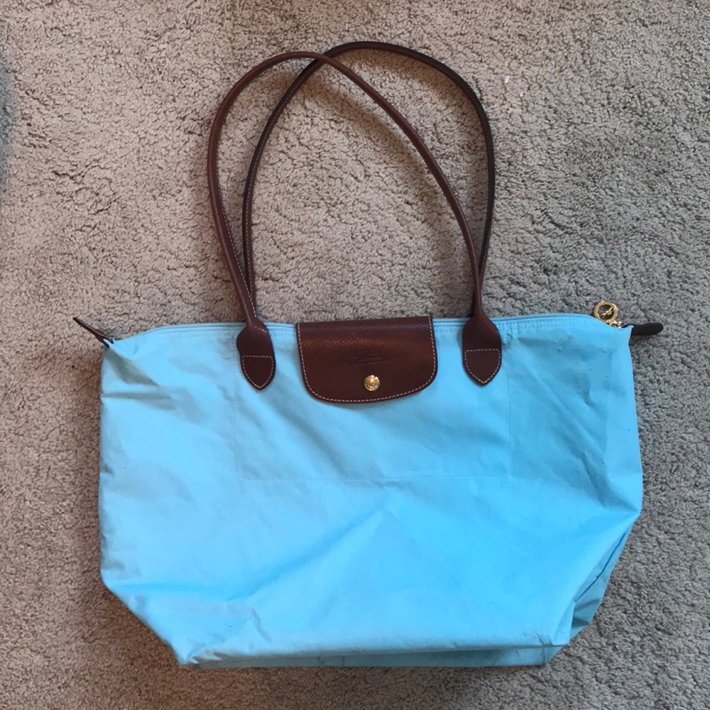 Light blue Large Longchamp Le Pliage Bag